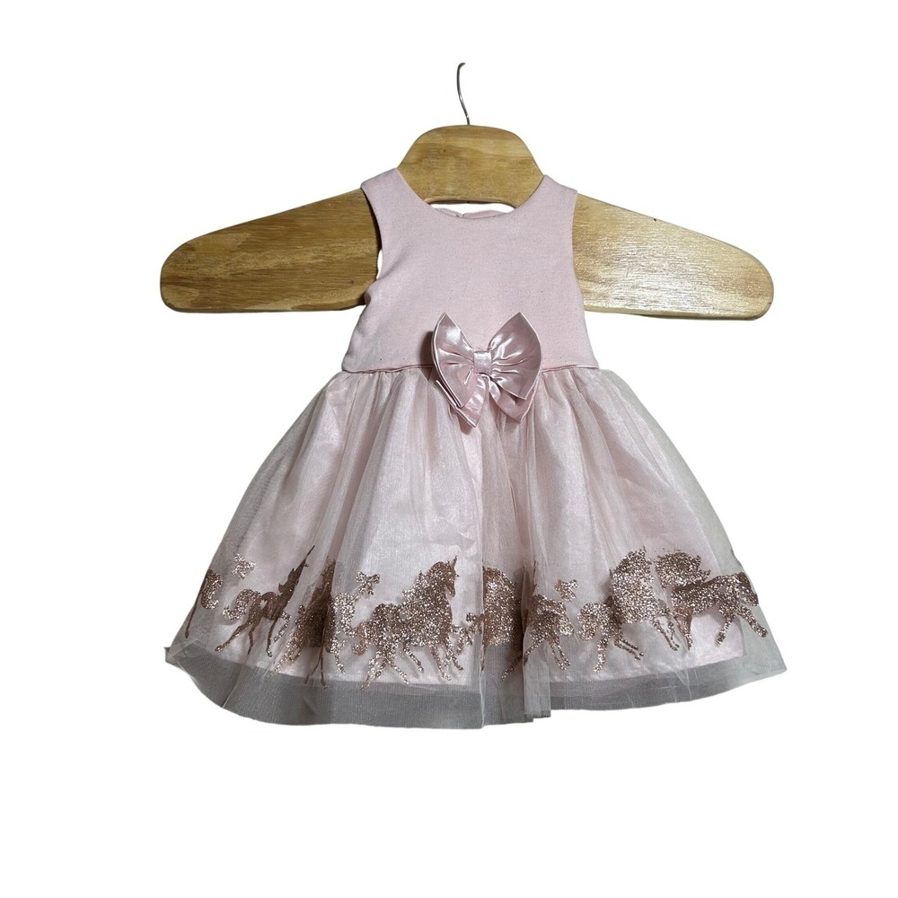 Zunie Girl Pink Unicorn Glitter Tulle Dress Toddler Size 3T‎ Sleeveless